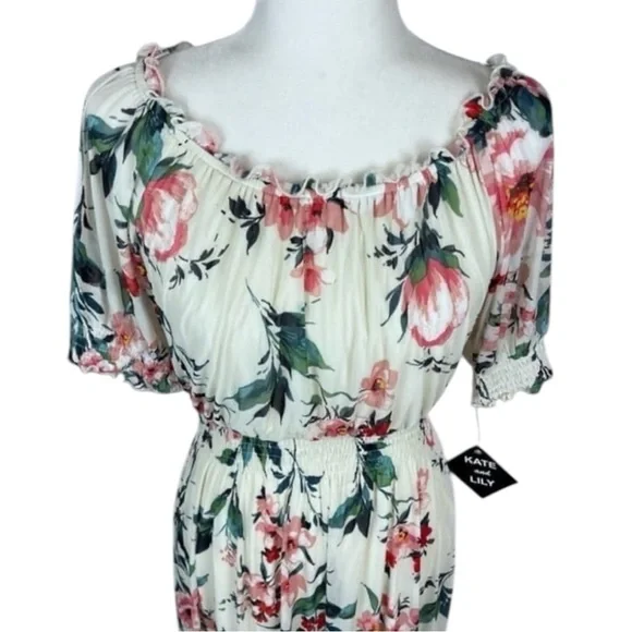 Anthropologie Kate & Lily Cream Floral Dress Size 6 NWT